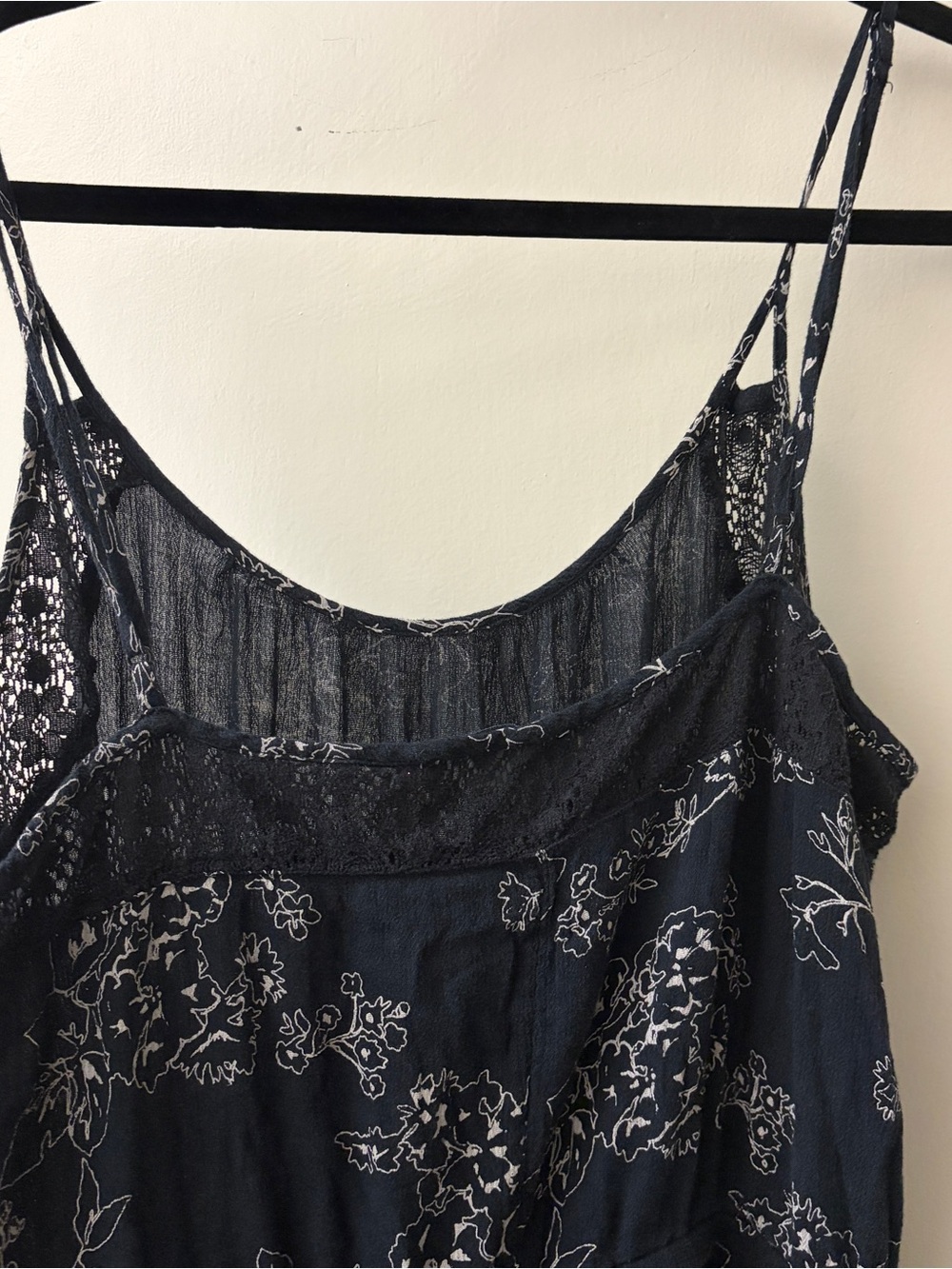 Abercrombie & Fitch Navy Floral Spaghetti-Strap Jumpsuit - Picture 14 of 14